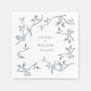 Elegant Blue & white French toile wedding Napkins