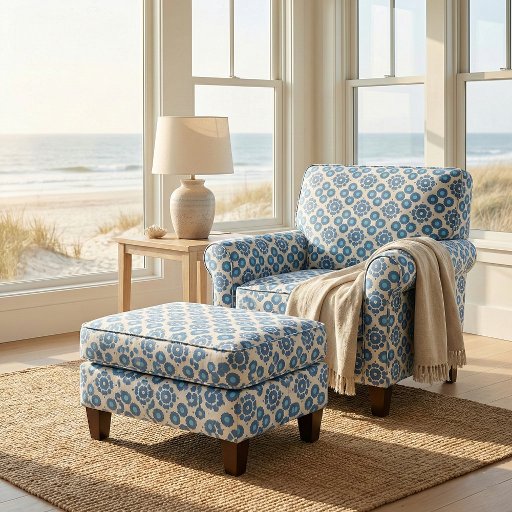 Elegant Blue & White Geometric Moroccan Pattern Fabric