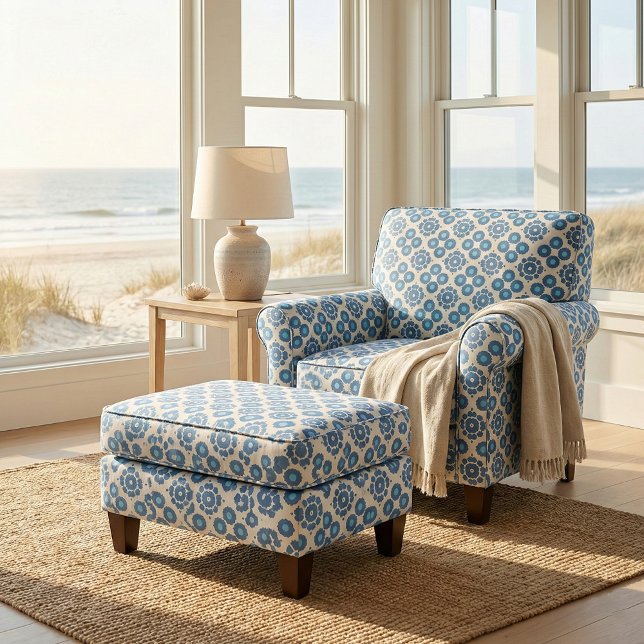 Elegant Blue & White Geometric Moroccan Pattern Fabric (Creator Uploaded)