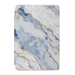 Elegant blue white gold marble granite pattern iPad mini cover