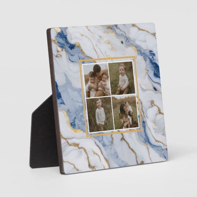 Elegant blue white gold marble granite pattern plaque (Front)