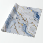 Elegant blue white gold marble granite pattern wrapping paper