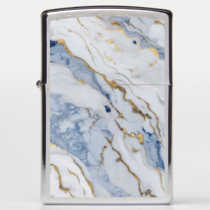 Elegant blue white gold marble granite pattern zippo lighter