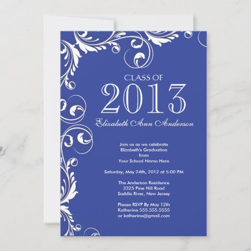 Elegant Blue White Graduation Party Invitation | Zazzle