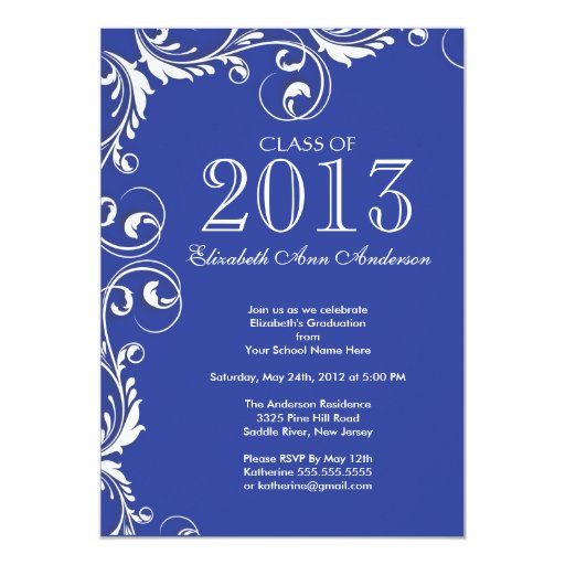 Elegant Blue White Graduation Party Invitation | Zazzle