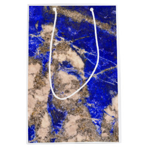 Elegant blue white gray granite marble pattern medium gift bag