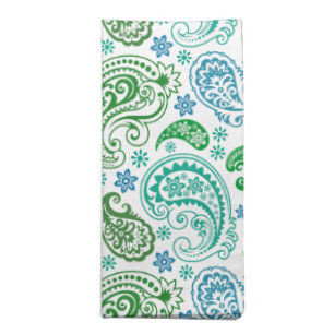 Elegant Blue White & Green Vintage Paisley Cloth Napkin