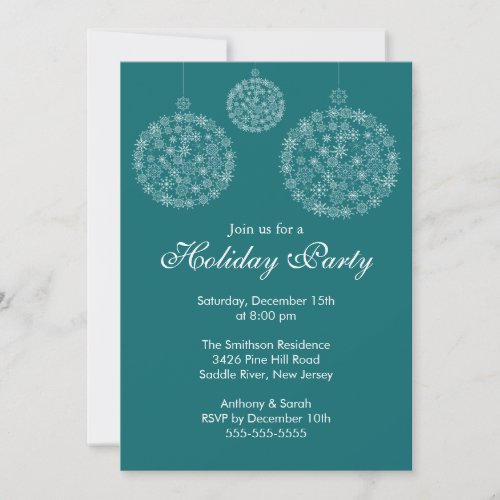 Elegant Blue  White Holiday Christmas Party Invitation