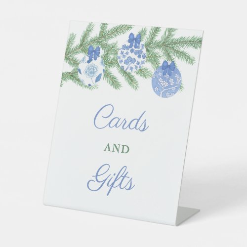 Elegant Blue  White Holidays Party Cards  Gifts Pedestal Sign