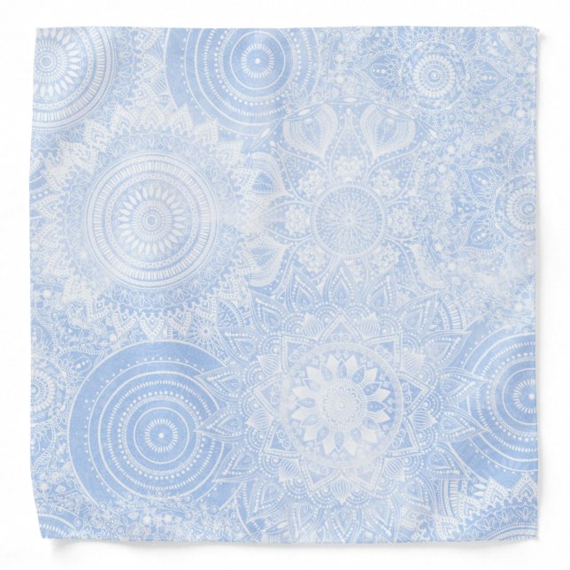 Elegant Blue White Mandala Collection Bandana (Front)