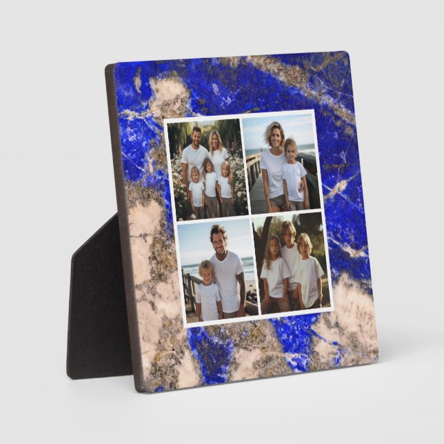 Elegant blue white marble granite Family photo  Plaque (Front)