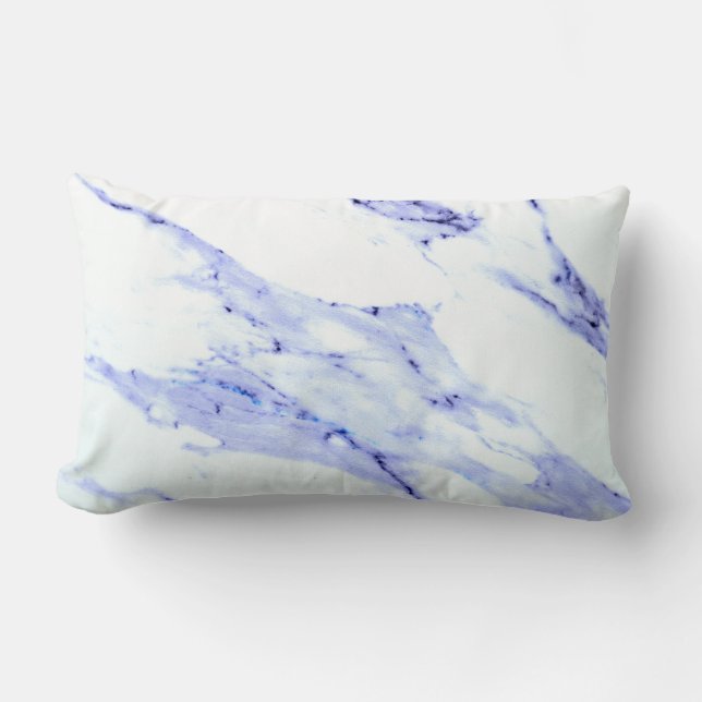 Elegant Blue White Marble granite stone Lumbar Pillow (Front)