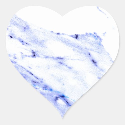 Elegant Blue White Marble pattern  Heart Sticker