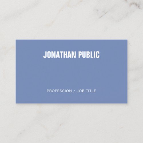 Elegant Blue White Minimalist Plain Professional Business Card