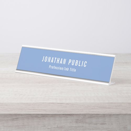 Elegant Blue White Modern Creative Template Desk Name Plate