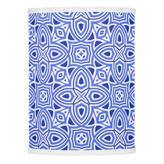 Elegant blue & white modern geometric pattern lamp shade (Front)