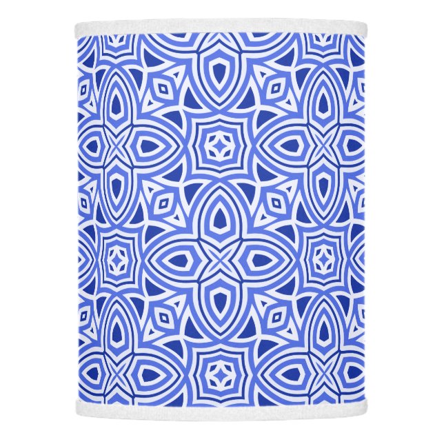Elegant blue & white modern geometric pattern lamp shade (Front)