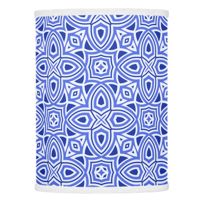 Elegant blue & white modern geometric pattern lamp shade