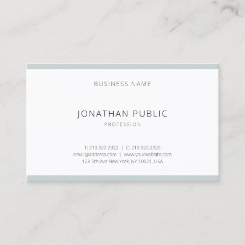 Elegant Blue White Modern Minimalistic Template Business Card