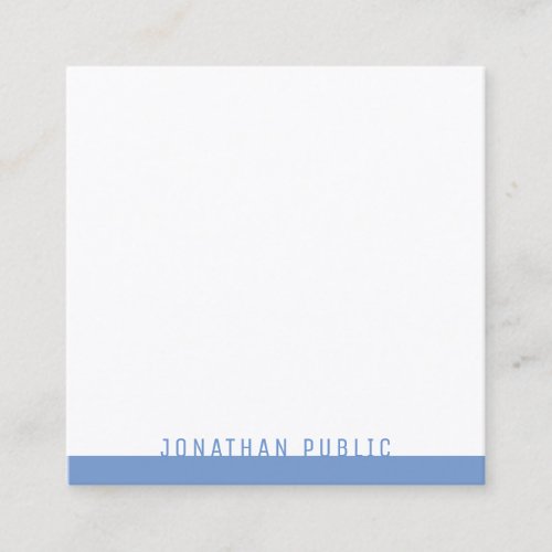 Elegant Blue White Modern Professional Plain Cool Square Business Card