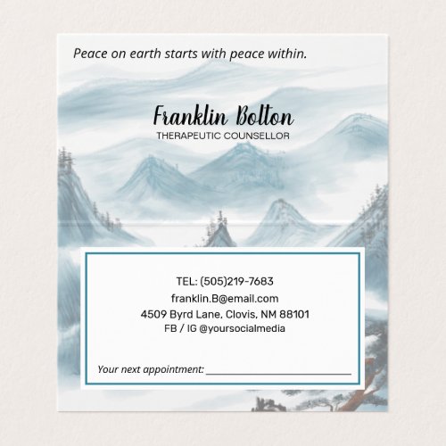 Elegant Blue  White Mountains View Appointments   Business Card