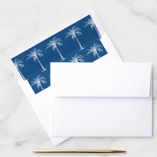 Elegant Blue White Palm Tree Beach Wedding Envelope Liner
