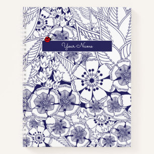 Elegant Blue White Personalized Notebook