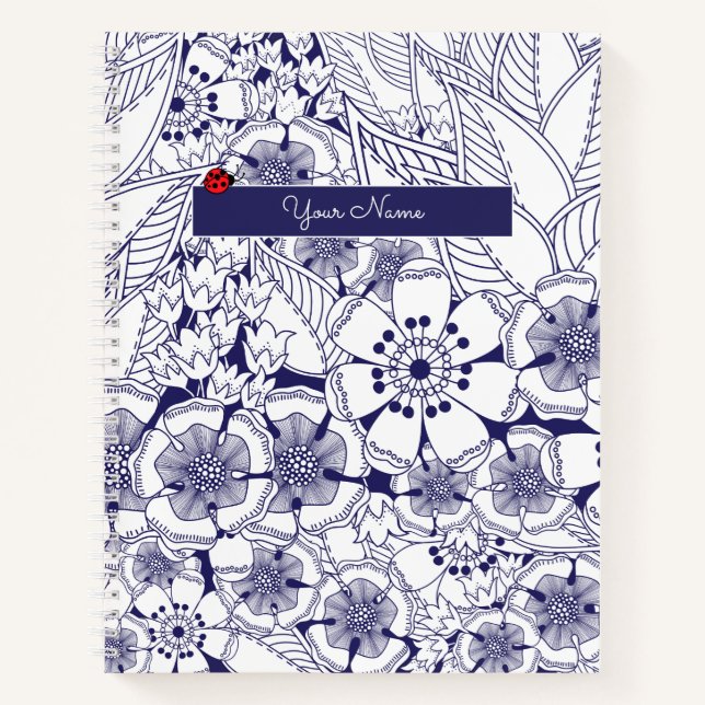 Elegant Blue White Personalized Notebook (Front)
