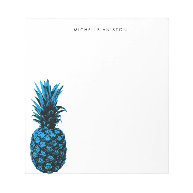 Elegant Blue White  Pineapple Custom Notepad (Front)