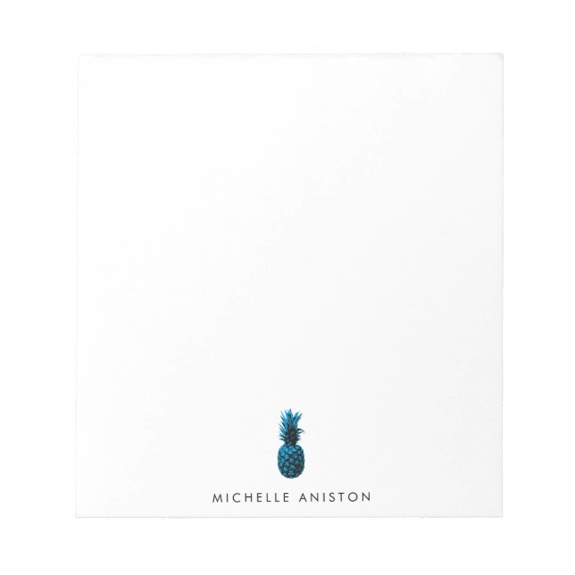 Elegant Blue White  Pineapple Custom Notepad (Front)