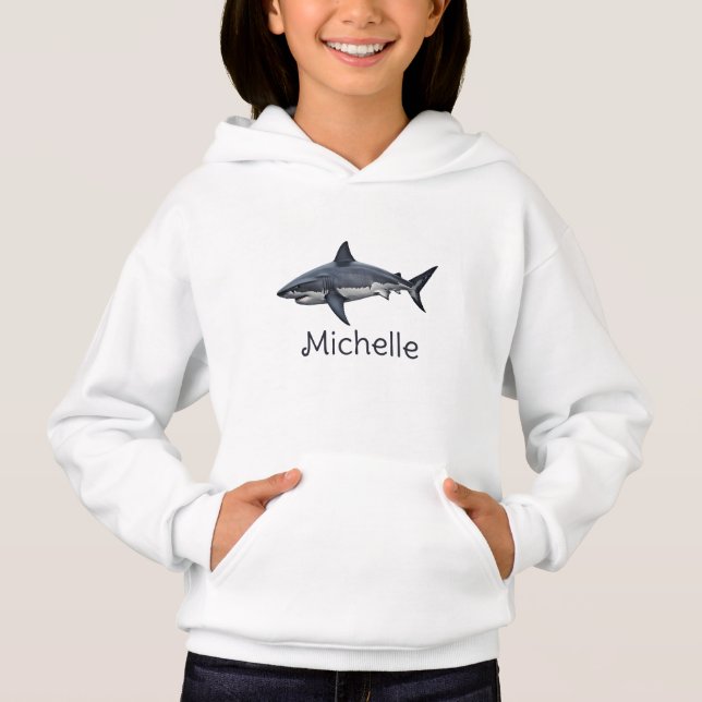 Elegant blue white shark Personalized  Hoodie (Front)