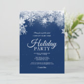 Elegant Blue White Snowflake Corporate Holiday Invitation | Zazzle