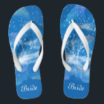 Elegant Blue White Something Blue Wedding Bride Flip Flops<br><div class="desc">Featuring classic blue and white gradient pattern, these elegant flip flops are a pretty something blue idea for your wedding. They will add a stylish dose of glam to your wedding day, bachelorette party, or other celebration. ♥Customize it with your wording by using the template fields. ♥ If you want to change the...</div>