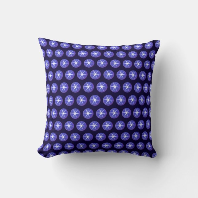 Elegant blue & white star sapphire on navy blue throw pillow (Front)