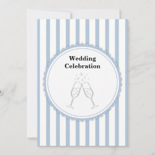 Elegant Blue White Striped Wedding Celebration Toa Invitation