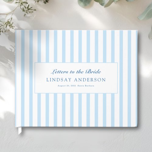 Elegant Blue White Stripes Bridal Shower Guest Book