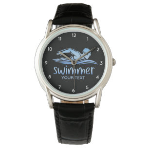Elegant Blue White Swimmer Swimming Pool Water Watch