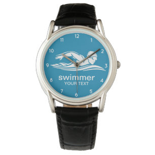 Elegant Blue White Swimmer Swimming Pool Water Watch