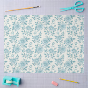 Elegant Blue & White Vintage Inspired Florals  Tissue Paper