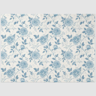 Elegant Blue & White Vintage Inspired Florals  Tissue Paper