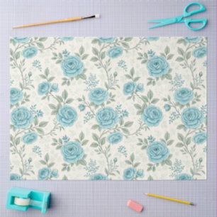 Elegant Blue & White Vintage Inspired Florals  Tissue Paper