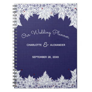 Elegant Blue White Wedding Notebook