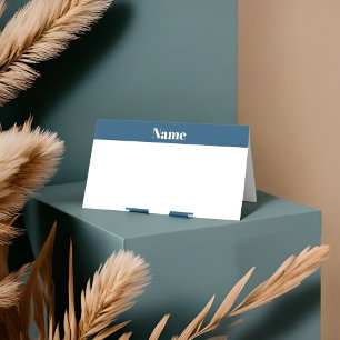 Elegant blue & white Wedding Place Card minimalist