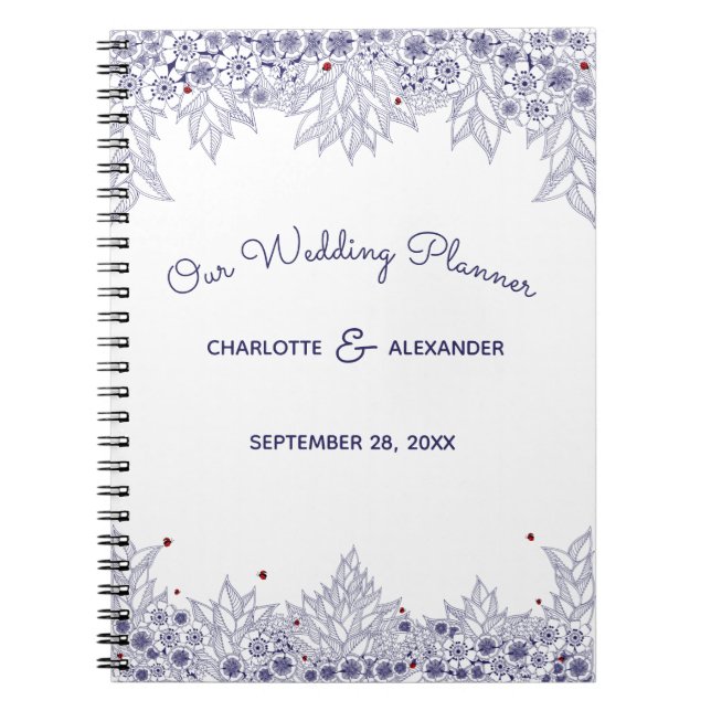 Elegant Blue White Wedding Planner Notebook (Front)