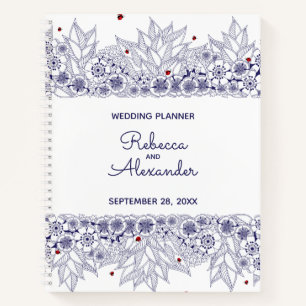 Elegant Blue White Wedding Planner Notebook