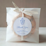 Elegant Blue White Wedding Shower Thank You Favor Classic Round Sticker<br><div class="desc">Thank you stickers for any event (shown here for a Wedding Shower but all of the text fields are customizable). The design features a watercolor blue and white ginger jar (originally handpainted by me,  before being scanned into digital form).</div>