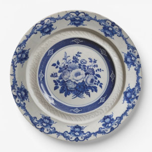 Elegant Blue wildflower Floral Ceramic Wedding Paper Plates