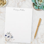 Elegant Blue Wildflower Personalized Name Floral Letterhead<br><div class="desc">Make every letter beautiful with this elegant blue wildflower letterhead! Featuring a watercolor floral design,  it’s suitable for adding a boho touch.</div>