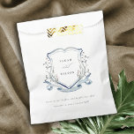 Elegant Blue Wildflower Watercolor Crest Wedding N Favor Bag<br><div class="desc">Pastel Wildflower watercolor Collection- it's an elegant watercolor Illustration of blue aqua watercolor delicate wildflowers with a modern minimal touch. Perfect for your modern floral wedding & parties. It’s very easy to customize,  with your personal details. If you need any other matching product or customization,  kindly message via Zazzle.</div>