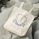 Elegant Blue Wildflower Watercolor Crest Wedding Tote Bag<br><div class="desc">Pastel Wildflower watercolor Collection- it's an elegant watercolor Illustration of blue aqua watercolor delicate wildflowers with a modern minimal touch. Perfect for your modern floral wedding & parties. It’s very easy to customize,  with your personal details. If you need any other matching product or customization,  kindly message via Zazzle.</div>